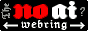a black field showing the words THE NO AI WEBRING in gothic lettering, with the word NO in blood red. there are two slender arrows pointing left and right and one gray question mark (also gothic)